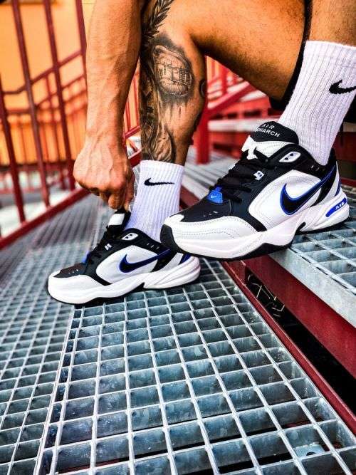 Nike Men's Air MONARCH IV White/ Royal 415445 002 Size UK 9 (SA 9)