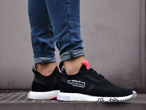 adidas Men's NMD Racer Primeknit Core Black/ Pink BB7041 Size UK 11 (SA 11)