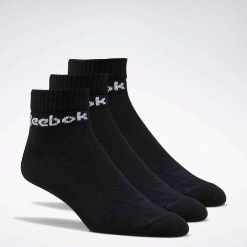 Reebok Unisex  ACTIVE ANKLE SOCKS 3 PAIRS FL5226 Black Size UK 4.5- 6