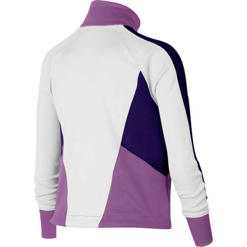 Nike GIRL's Sportswear HERITAGE Big Girl Full Zip Jacket Top White/Purple CJ7424 101 Size XL
