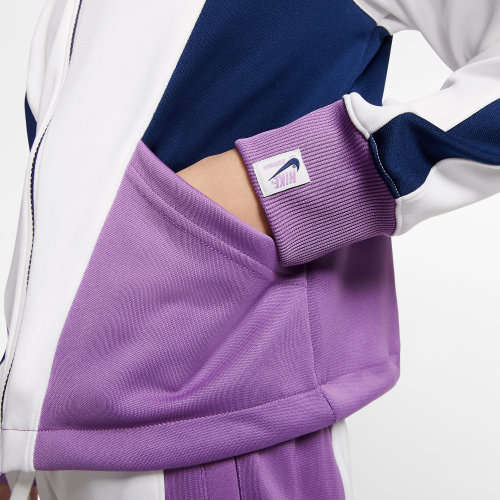 Nike GIRL's Sportswear HERITAGE Big Girl Full Zip Jacket Top White/Purple CJ7424 101 Size XL