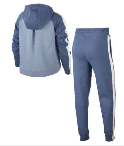 Nike GIRL's Sportswear Full Track Suit Fleece Grey/Blue CD7542 491 Size Extra Large