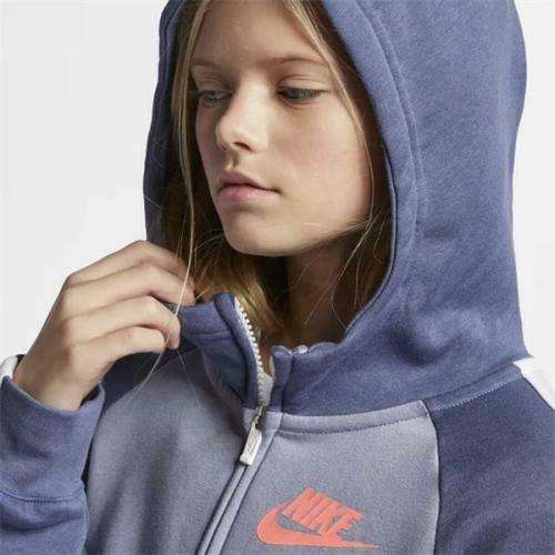 Nike GIRL's Sportswear Full Track Suit Fleece Grey/Blue CD7542 491 Size Extra Large