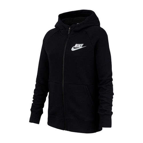 Nike GIRL's Sportswear Girl Full Zip Hoodie Jacket Top Black 939459 010 Size Medium