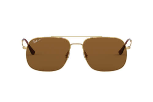 Ray-Ban Original UNISEX Polarized Sunglasses RB3595 9013/83 59-17 Rubber Gold/ Brown