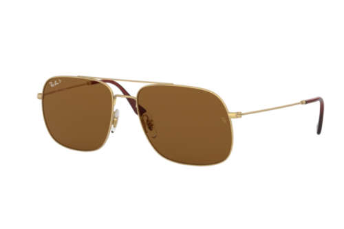 Ray-Ban Original UNISEX Polarized Sunglasses RB3595 9013/83 59-17 Rubber Gold/ Brown