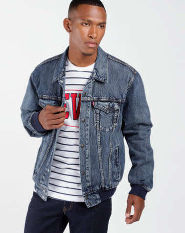 LEVI'S Men's UNBASIC BOMBER TRUCKER JACKET BLUE 67785 0001 Size XL