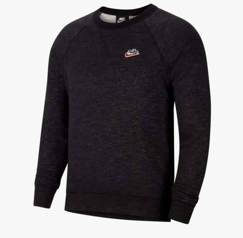 NIKE Men's Heritage Crew Warm  (STD FIT)Sweatshirt Black/Grey CN9681 011 Size Medium