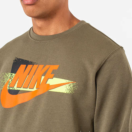 NIKE Men's Sportswear Festival Crew Sweatshirt Olive Green CW3206 222 Size XL