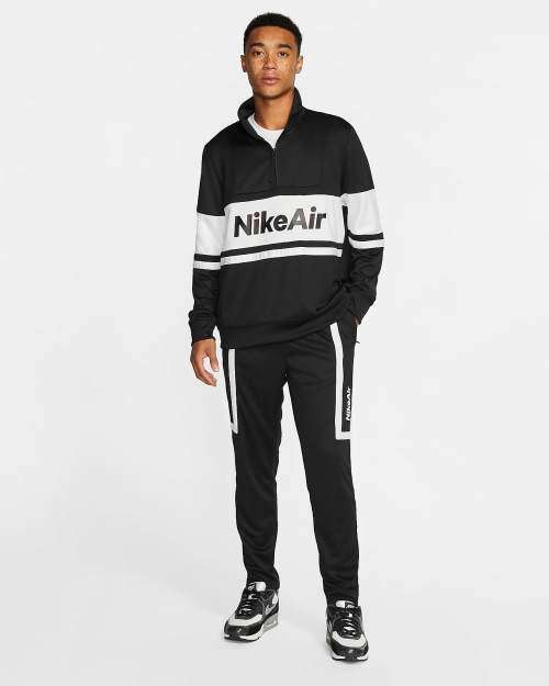 Nike Men`s Air Half Zip Track (LOOSE FIT) Sweatshirt Black/ White CJ4836 010 Size Medium