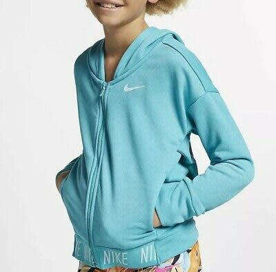 Nike GIRL's Sportswear Girl Full Zip Hoodie Jacket Top Studio Teal CN6226 309 Size Large