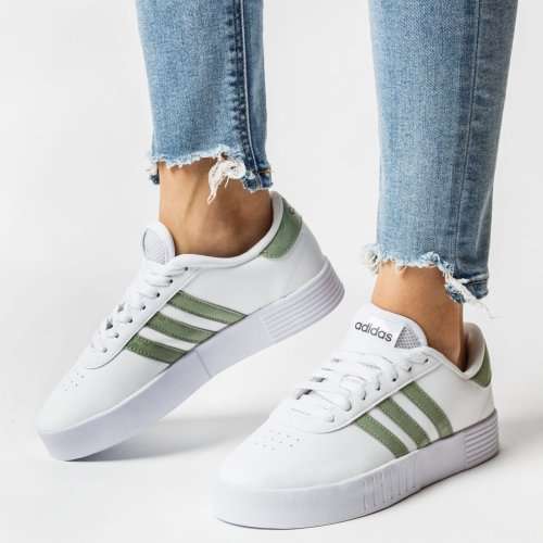 adidas Women's COURT BOLD White/ Halo Green/ Grey Two FY9995 Size UK 6 (SA 6)