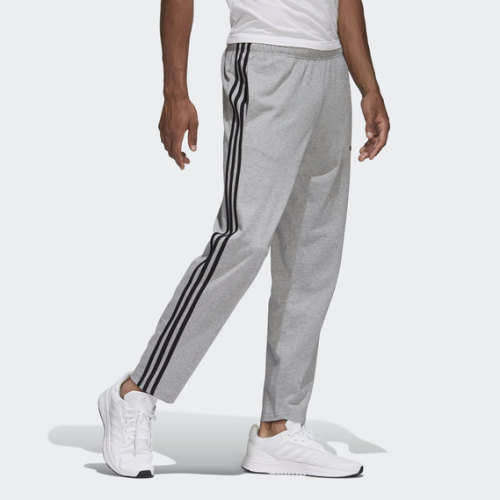 adidas Men's ESSENTIALS 3 STRIPES PANTS Grey Heather EW2990 Size Large