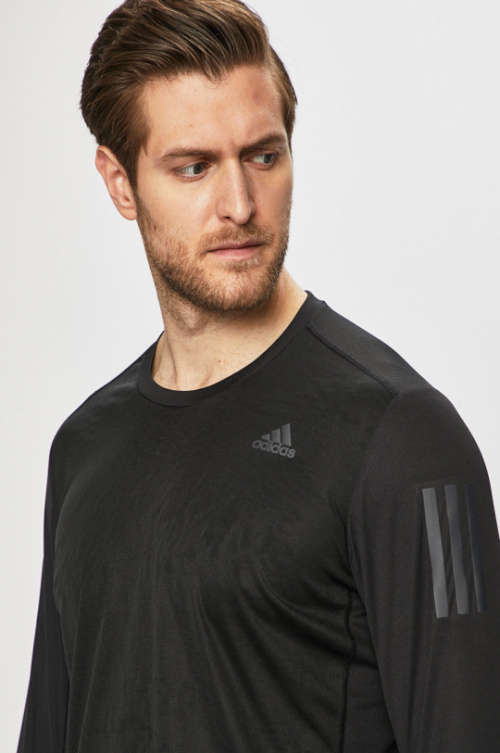 adidas Men's OWN THE RUN TEE Long Sleeves Black DQ2576 Size Large