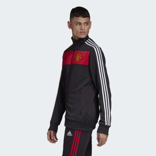 adidas Men's MANCHESTER UNITED 3-STRIPES TRACK JACKET Black FR3850 Size Medium