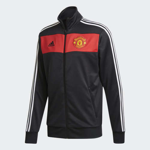 adidas Men's MANCHESTER UNITED 3-STRIPES TRACK JACKET Black FR3850 Size Medium