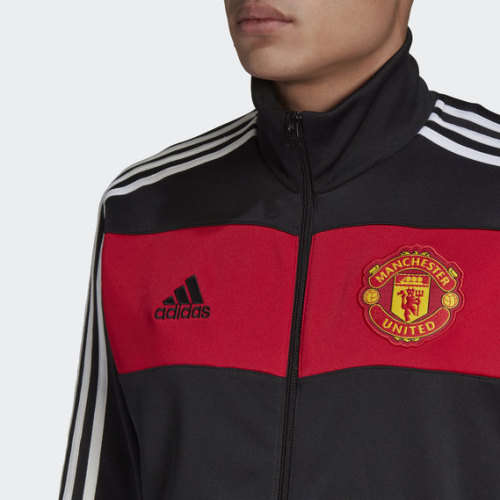 adidas Men's MANCHESTER UNITED 3-STRIPES TRACK JACKET Black FR3850 Size Medium