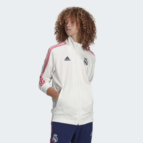 adidas Men's Real Madrid Full Zip 3 Stripe 2020/21 Track Top White GH9996 Size Large