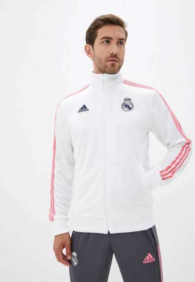 adidas Men's Real Madrid Full Zip 3 Stripe 2020/21 Track Top White GH9996 Size Large