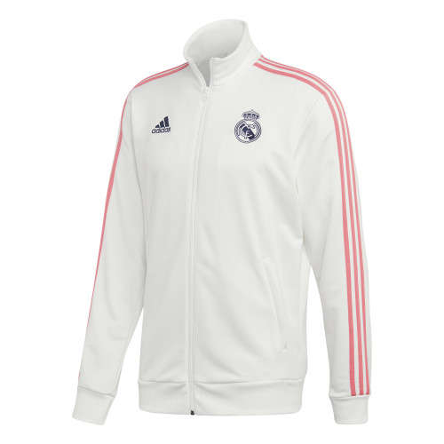 adidas Men's Real Madrid Full Zip 3 Stripe 2020/21 Track Top White GH9996 Size Large