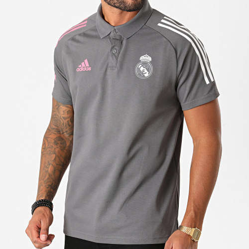 adidas Men's Real Madrid 2020-21 Polo Shirt Grey Official Licensed FQ7857 Size Medium