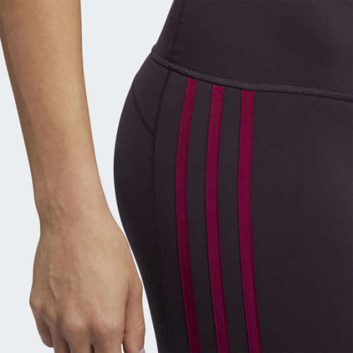 adidas Women's BELIEVE THIS 2.0 3-STRIPES 7/8 TIGHTS Noble Purple/ Power Berry GC7786 Size Large