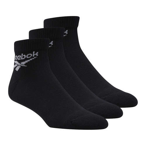 Reebok Unisex Classics Foundation Ankle Socks 3 Pairs Black FL9314 Size UK 6.5- 8