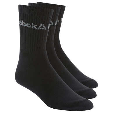 Reebok Unisex Active Crew Socks Three Pairs Black DU2971 Size UK 8.5- 11