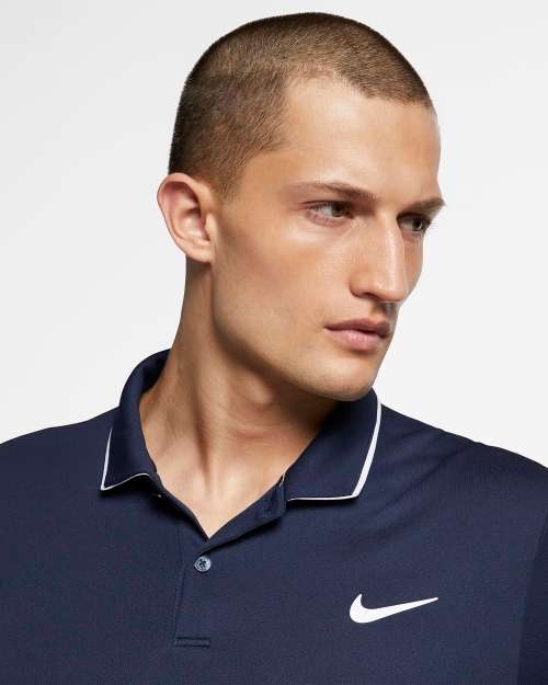 NIKE Men's Court Dri FIT Polo Short Sleeves Tee Navy Blue (STD FIT) 939137 452 Size XL