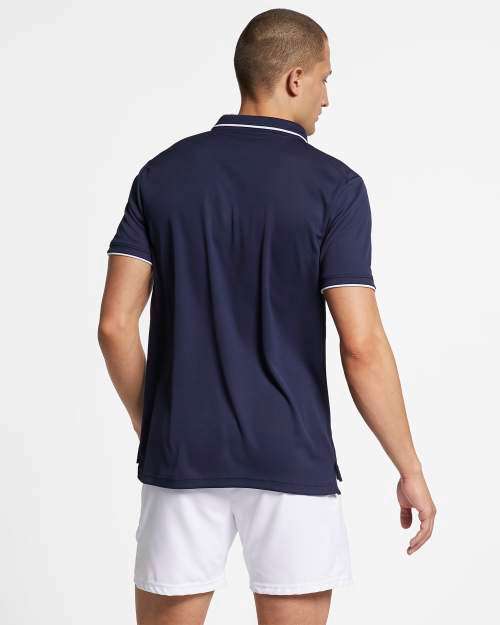 NIKE Men's Court Dri FIT Polo Short Sleeves Tee Navy Blue (STD FIT) 939137 452 Size XL