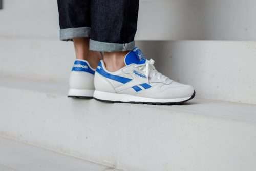 Reebok UNISEX Classic Leather Chalk / Humble Blue / Black EF3385 Size UK 7 (SA  7)