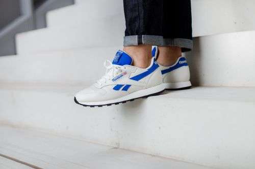 Reebok UNISEX Classic Leather Chalk / Humble Blue / Black EF3385 Size UK 7 (SA  7)