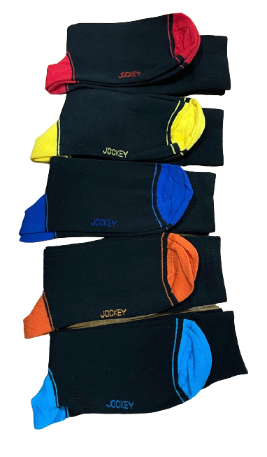 Jockey Formal Cotton Blend 5 Pairs Socks Black Fits Size UK 7-10