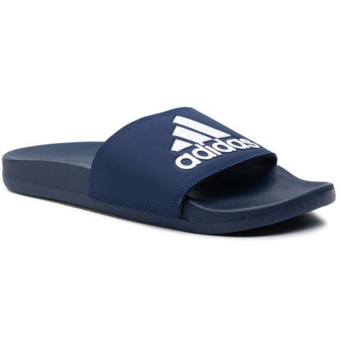 adidas UNISEX ADILETTE CLOUDFOAM PLUS LOGO SLIDES Dark Blue/ White B44870 Size UK 9 (SA 9)
