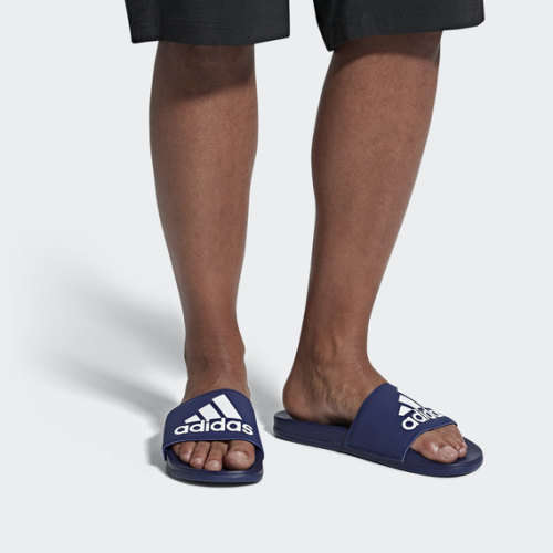 adidas UNISEX ADILETTE CLOUDFOAM PLUS LOGO SLIDES Dark Blue/ White B44870 Size UK 9 (SA 9)