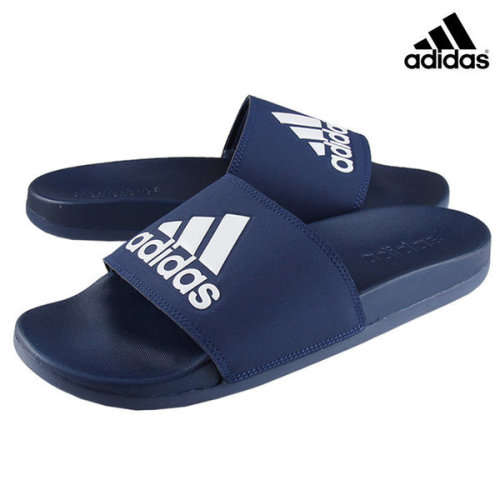 adidas UNISEX ADILETTE CLOUDFOAM PLUS LOGO SLIDES Dark Blue/ White B44870 Size UK 9 (SA 9)