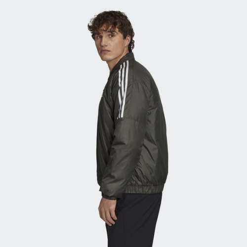 adidas Men's ESSENTIALS INSULATED BOMBER JACKET Legend Earth GH4578 Size Medium