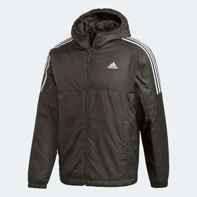 adidas Men's ESSENTIALS INSULATED HOODED JACKET Legend Earth GH4602 Size Medium