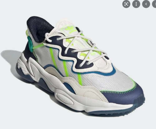 adidas Men's OZWEEGO Chalk White/ Signal Green/ Legend Ink FY3124 Size UK 9.5 (SA 9.5)