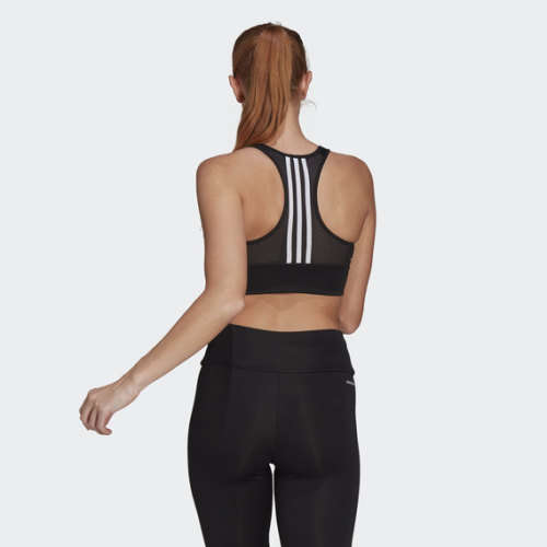adidas Women's AEROREADY DESIGNED 2 MOVE 3-STRIPES SPORTS BRA TOP Black GL3806 Size Medium