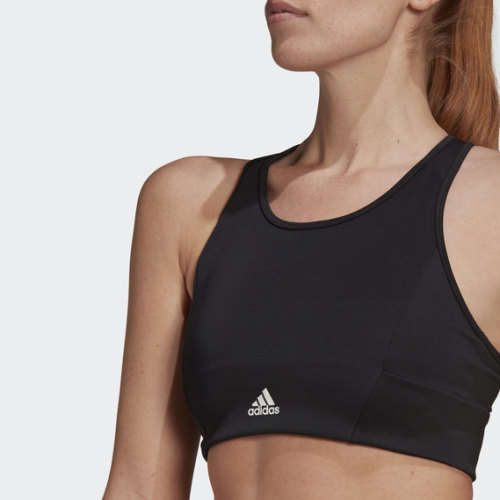 adidas Women's AEROREADY DESIGNED 2 MOVE 3-STRIPES SPORTS BRA TOP Black GL3806 Size Medium