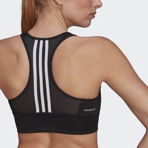adidas Women's AEROREADY DESIGNED 2 MOVE 3-STRIPES SPORTS BRA TOP Black GL3806 Size Medium