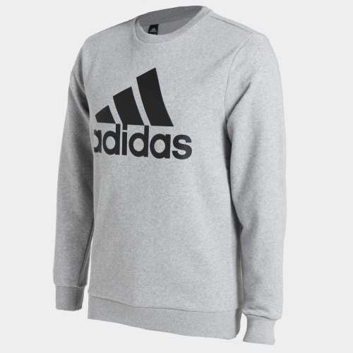 adidas Men`s MUST HAVES BOS CREW SWEATSHIRT Heather Grey EV6103 Size Large