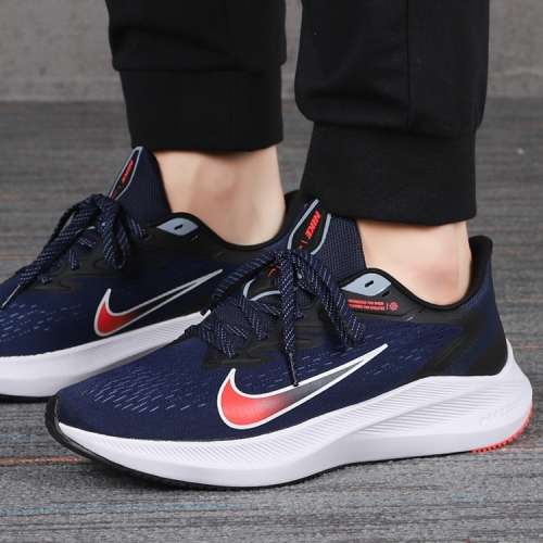 Nike Men`s Zoom Winflo 7 Midnight Navy/ Bright Crimson CJ0291 400 Size UK 8 (SA 8)