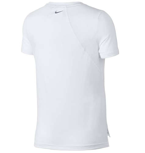NIKE Women`s Short Sleeve DRI-FIT Miler Crew Running Top White AT4196 100 Size Medium