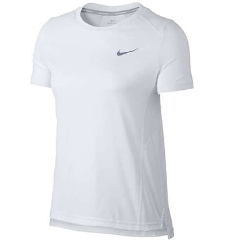 NIKE Women`s Short Sleeve DRI-FIT Miler Crew Running Top White AT4196 100 Size Medium