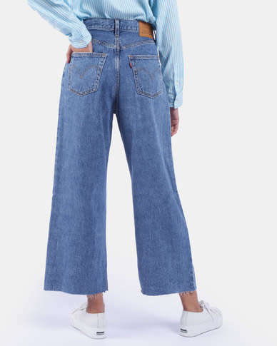 Levi`s® RIBCAGE PLEATED CROPPED JEANS Blue Size 31 x 27