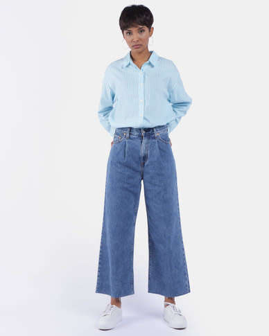 Levi`s® RIBCAGE PLEATED CROPPED JEANS Blue Size 31 x 27