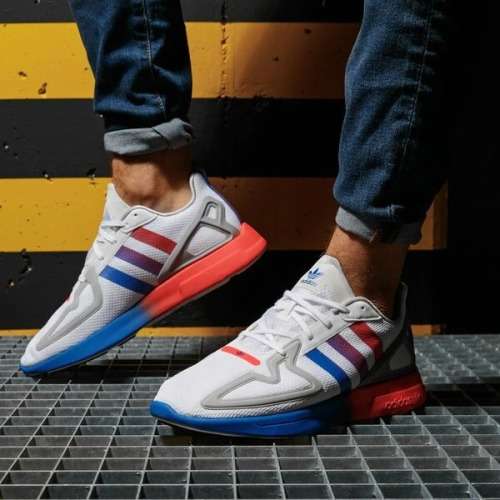adidas Men`s ZX 2K FLUX Cloud White / Core Black / Blue FX2044 Size UK 9 (SA 9)