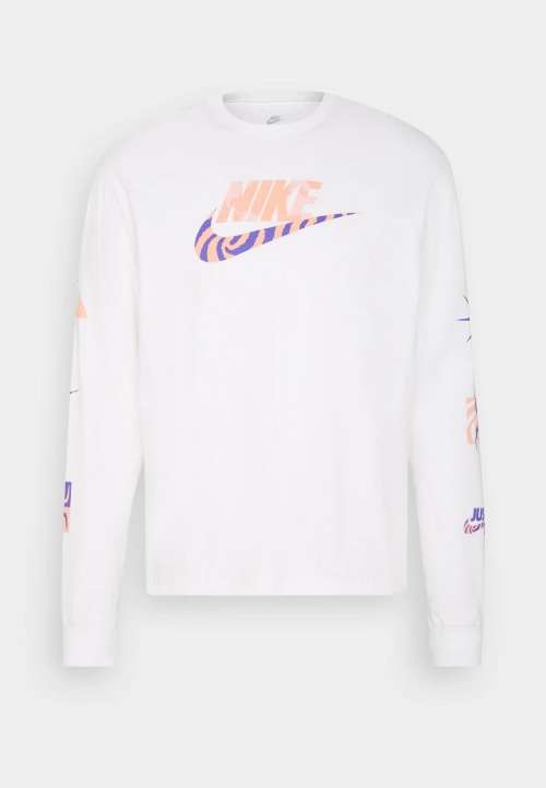 NIKE Men s Sportswear Long Sleeve Graphic Festival Tee Shirt White DQ1071 100 Size Extra Large